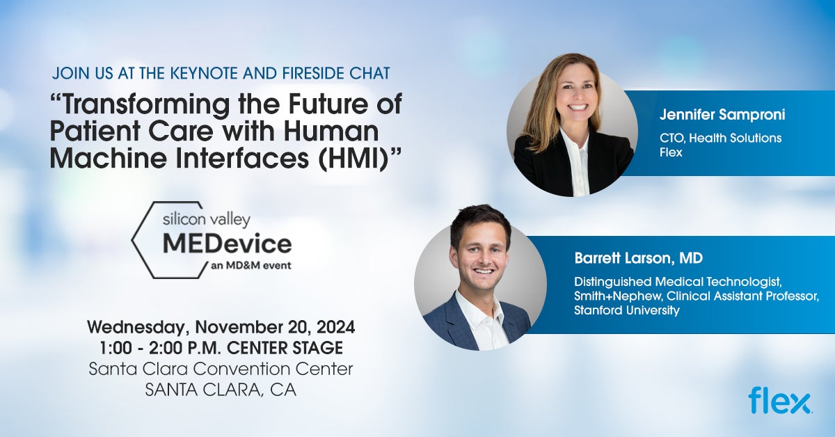 Jennifer Samproni, CTO of Health Solutions, will deliver a keynote on human machine interfaces at MEDevice Silicon Valley on November 20 from 1-2 pm.