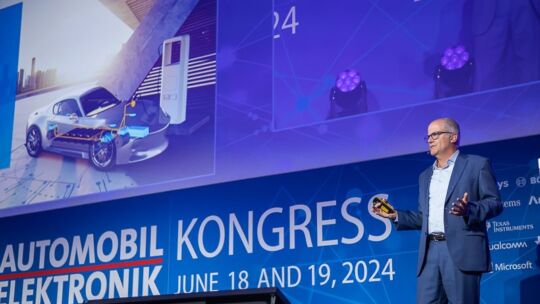 Mike Thoeny, President, Automotive, Flex speaks at Automobil-Elektronik Kongress in Ludwigsburg, Germany
