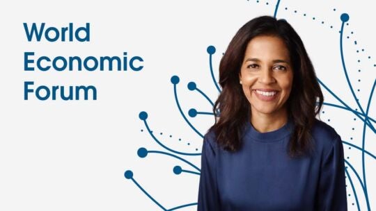 image of Revathi Advaithi with words World Economic Forum